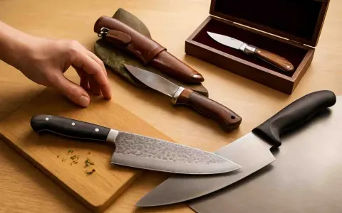 Variedad de cuchillos de cocina, incluyendo un cuchillo puntilla para que sirve en tareas delicadas.